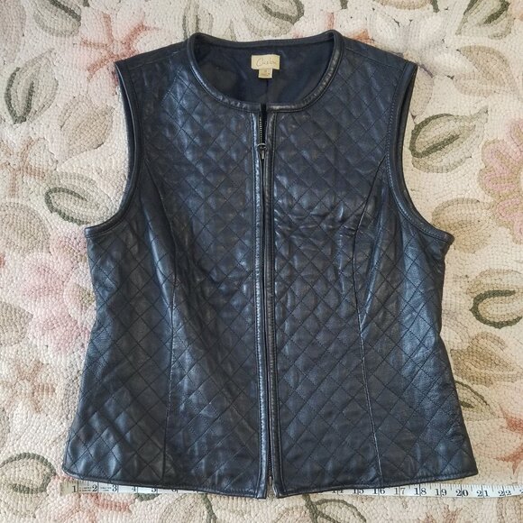 Caslon Leather Vest Quilted w/ Reversible Zipper - Picture 8 of 14